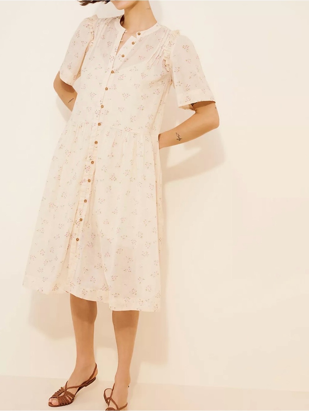 Free People Bella Mae cottage core Floral Button-Down Dress. Size XS NWOT